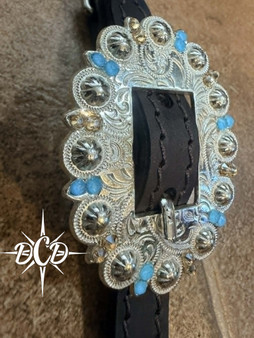 Bright Silver Large Oval Berry Buckle light crystal coverage