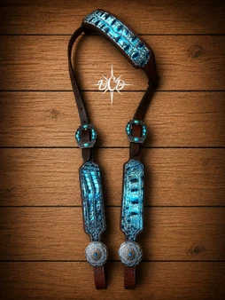 Simple Caribbean Hornback Headstall Only