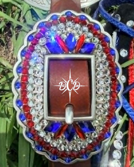 Patriotic Oval Burst Buckle with Crystal Trim