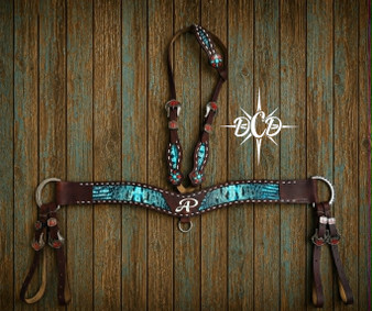 Buckstitch Inlay Tripping Collar with Headstall