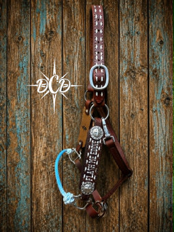 Simple Buckstitch lariat Nose, concho adjustable leather chin Name Halter***