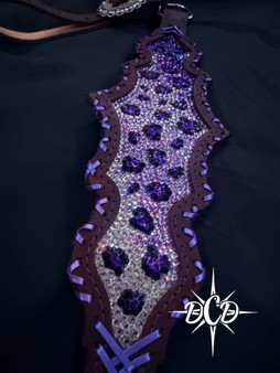 Purple Cheetah Full Crystal Tack Set