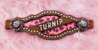 Pink Cheetah Glitter PONY/Mini  Name Noseband