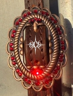 Antique Copper Oval Rope Buckle with Red Crystals only