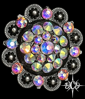 Crystal AB Silver Berry Concho 1.5"