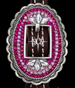 Antique Silver Oval Burst Buckle with Shades of pink