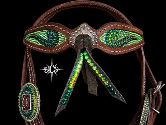 "Green Envy" Crystal Browband Headstall Only