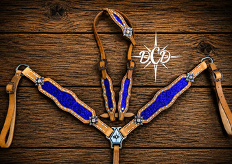 Blue Glitter buck stitch Tack Set*