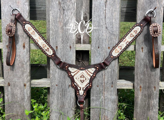 Cream and Bronze Aztec Thong Center Breastcollar *