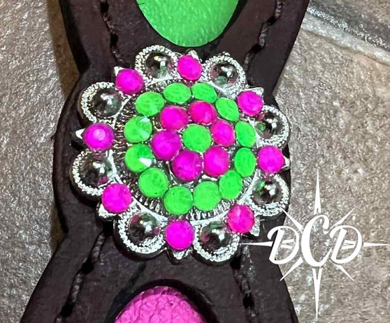 Neon Green and Pink concho 1.25"