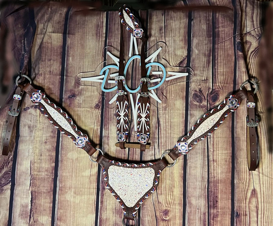 Red White Blue Glitter Patriotic whip stitch Tack Set