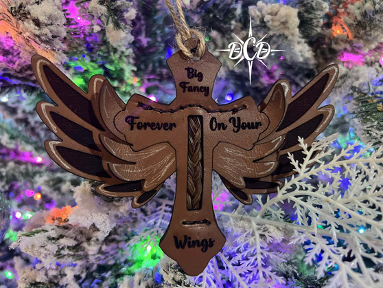 Cross and Wings  horse hair Memorial Tie