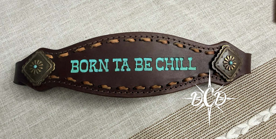 Simple Buckstitch Name Noseband turquoise***