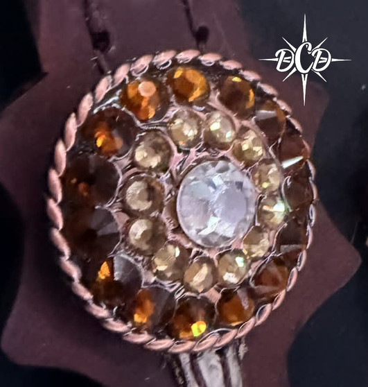 Copper Topaz and crystal rope edge Concho 1.25"