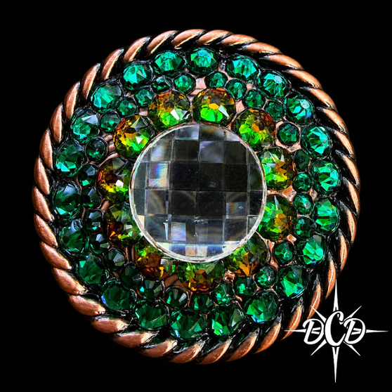 Double Green and Vitrail Crystal Concho 1.5"