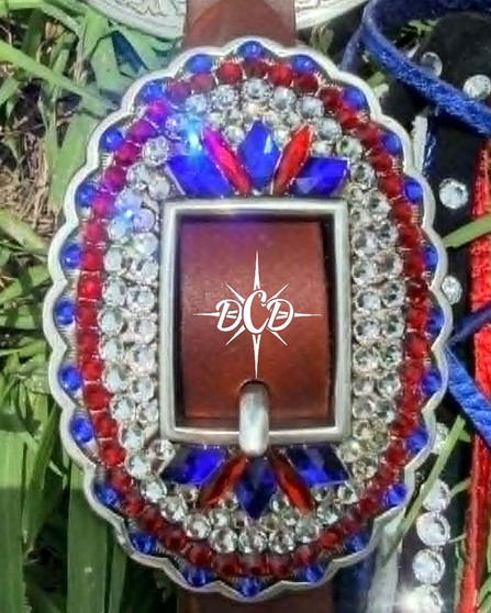Patriotic Oval Burst Buckle with Crystal Trim