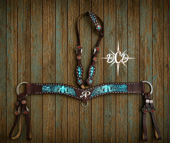 Buckstitch Inlay Tripping Collar with Headstall