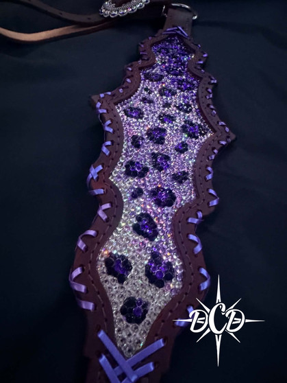 Purple Cheetah Full Crystal Tack Set
