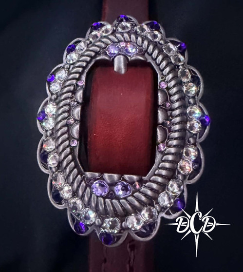 Silver Oval Buckle Lavender and purple trim