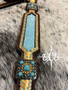 Tooled Gold and light blue Glitter PONY Breastcollar *
