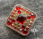 Orange and Red Silver Concho 1.25"