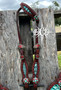 Turquoise with red buck stitch Headstall