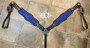 Blue Glitter  Buck Stitch Breastcollar in brown leather