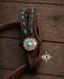 Leopard Hide Turquoise concho Headstall Only