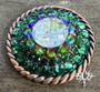 Double Green and Vitrail Crystal Concho 1.5"
