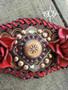 Double Copper Concho with Clear Red Crystals