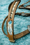 Feather tooled Dipped Browband Cowhide Headstall