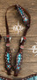 Caribbean Hornback with white buck stitch Headstall