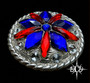Red White Blue Square Silver Concho Round 1.25"