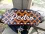Large diamond tooled backstitched name noseband Large diamond tooled backstitched name noseband
