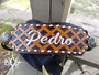 Large diamond tooled backstitched name noseband Large diamond tooled backstitched name noseband