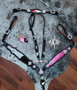 2 Face Metallic Pink / Black & white cowhide  Tack Set *** 2 Face Metallic Pink / Black & white cowhide  Tack Set ***