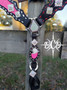 2 Face Metallic Pink / Black & white cowhide  Tack Set *** 2 Face Metallic Pink / Black & white cowhide  Tack Set ***