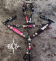 2 Face Metallic Pink / Black & white cowhide  Tack Set *** 2 Face Metallic Pink / Black & white cowhide  Tack Set ***