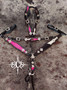 2 Face Metallic Pink / Black & white cowhide  Tack Set *** 2 Face Metallic Pink / Black & white cowhide  Tack Set ***
