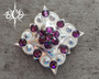Bright Silver Fancy Square Berry Concho Amethyst Purple Crystals 1.25" Bright Silver Fancy Square Berry Concho Amethyst Purple Crystals 1.25"