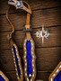 Blue Glitter Buckstitch  Headstall in tan***