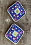Blue and Purple Square Rope Concho  1.25" Blue and Purple Square Rope Concho  1.25"