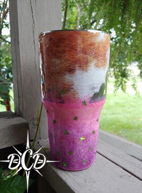 Tan Cowhide Glitter Tumbler