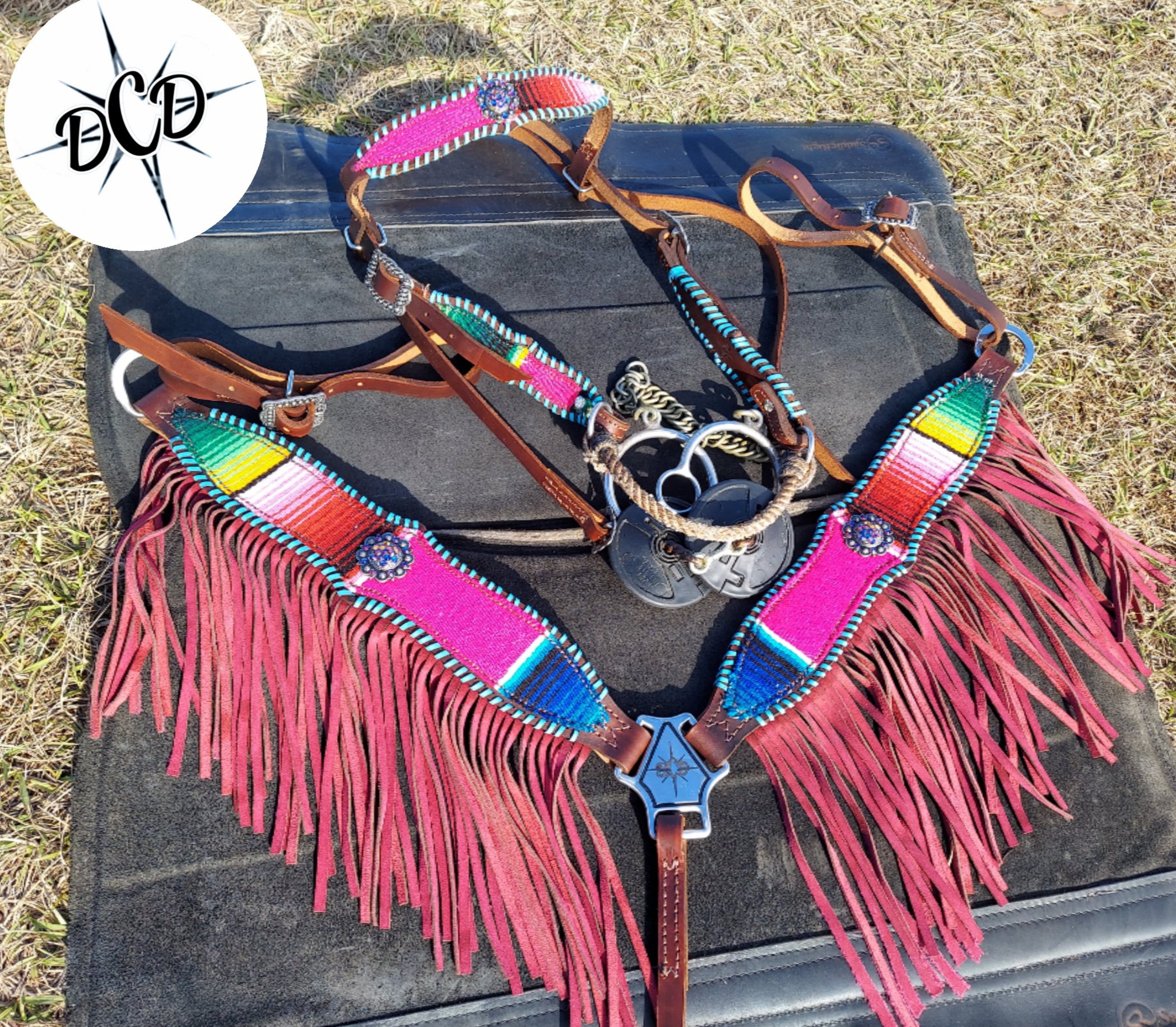 Quick Order Pink Serape Fringe Tack Set