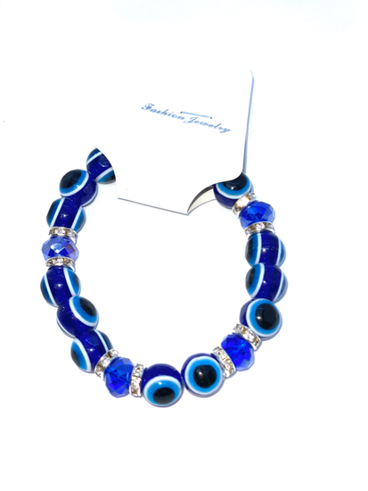 Large Blue Crystal Evil Eye Bracelet