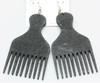 3.25" Comb Pick Wood Fashion Earrings Natural Colors .58 ea