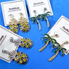 Popular 2" Gold & Silver Pineapple/Palm Tree Earrings w/ Stones  .58 per pair 