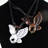 20" DBL Black Leather Cord Necklace w/ 2" Flying Eagle Pendant  .58 ea