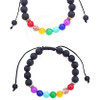 The Seven Chakras Stone Stretch Glass Stone Bracelets w/ Lava Beads .60 ea