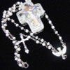 30" All White Pearl Rosary w/ Silver Dove & Cross in Keepsake Cross Bx .62 each